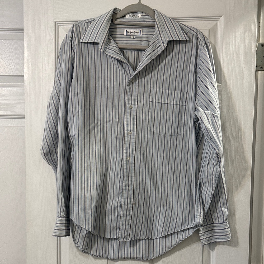 YSL Blue and White Striped Shirt